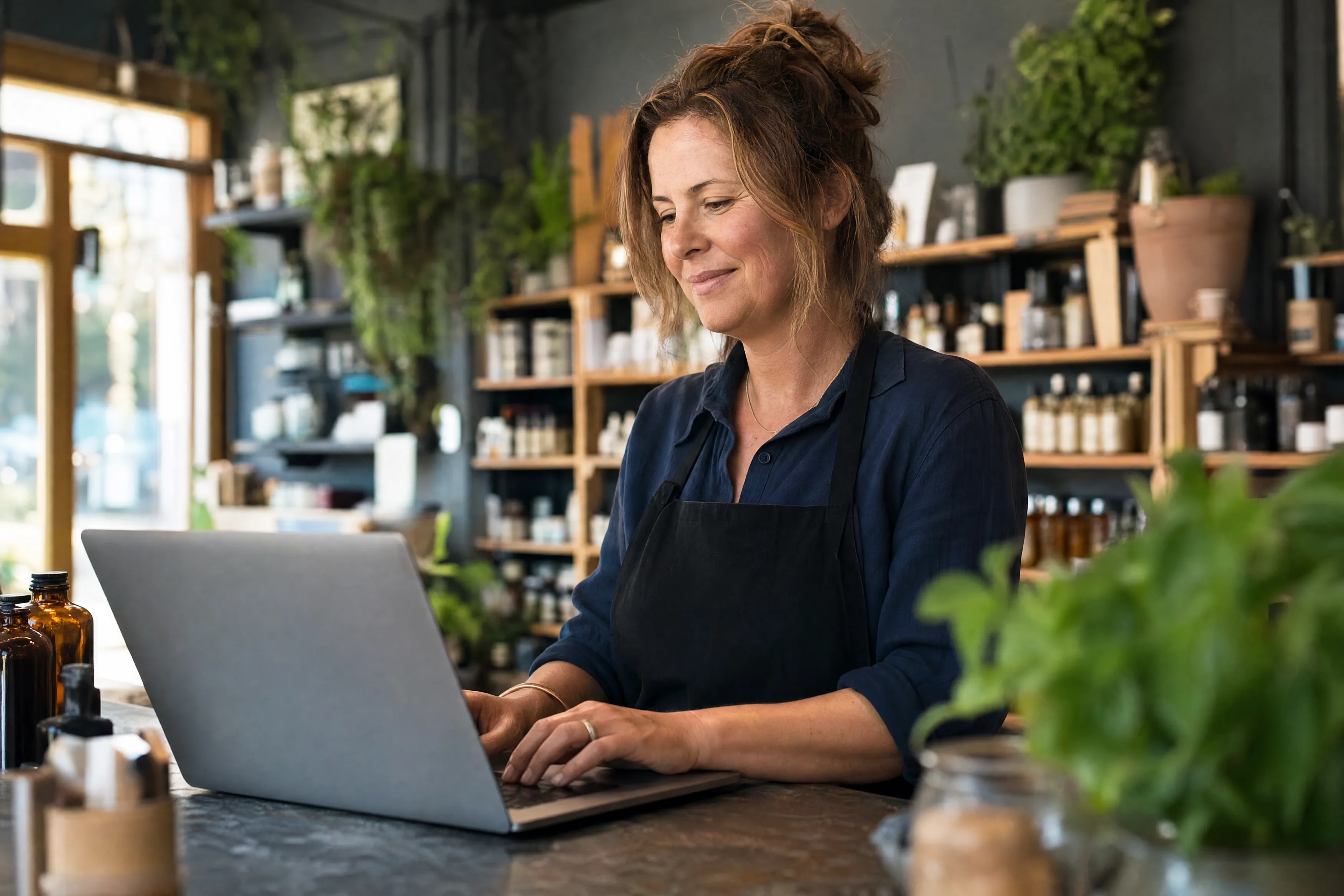 Owner completing an online funding application