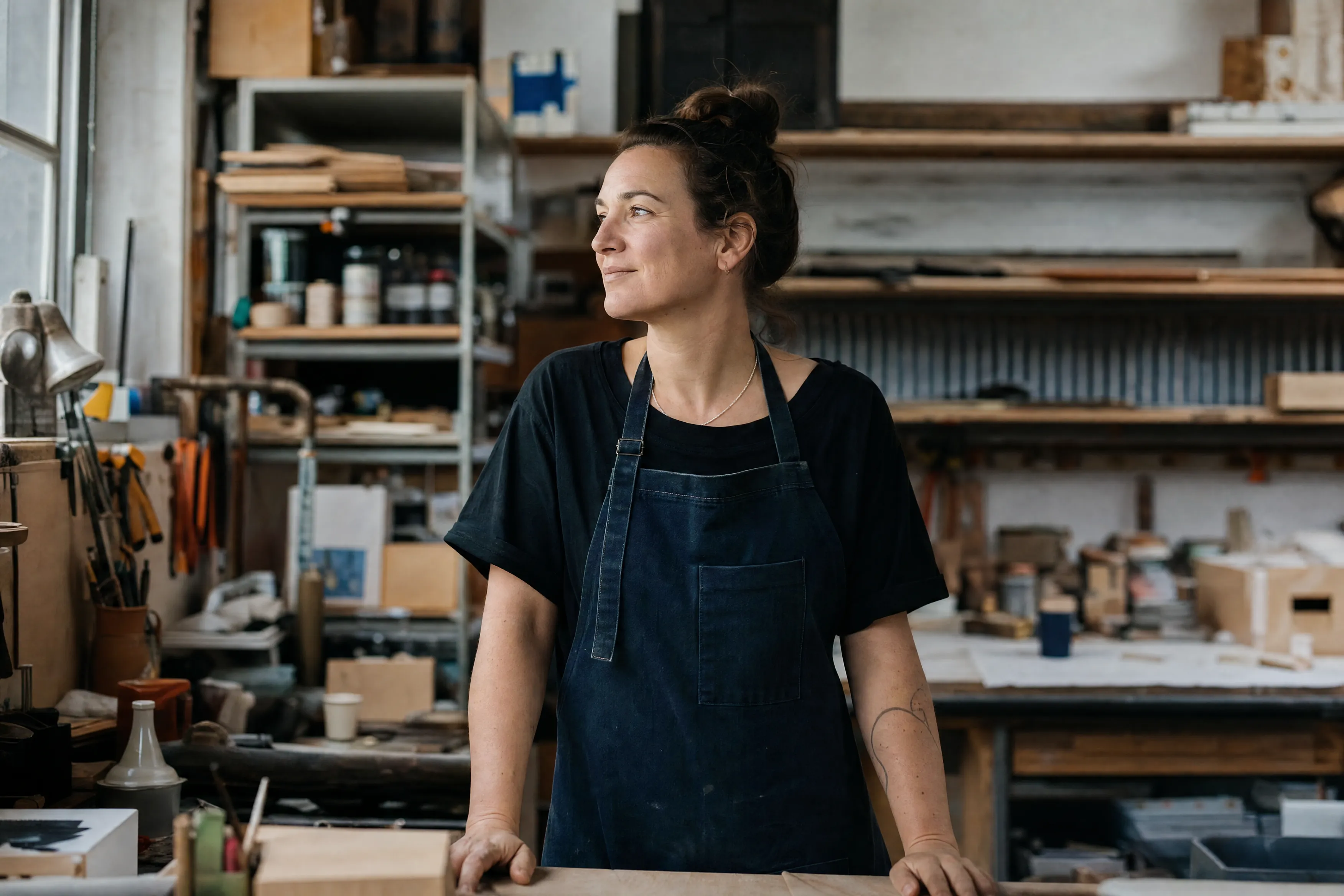 Owner in her workshop